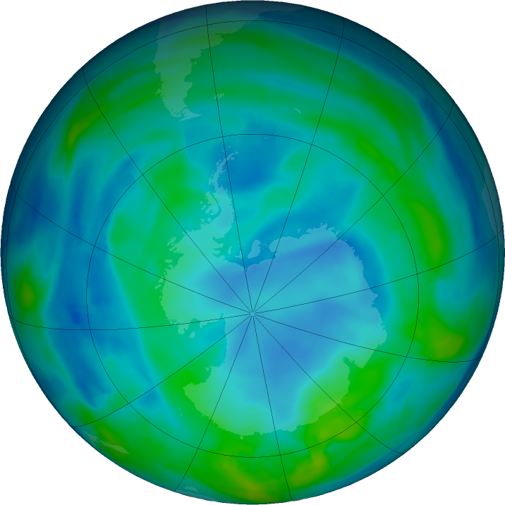Antarctic ozone map for 02 June 2022